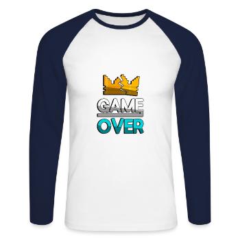 GAME OVER (Turquoise) + King Crown - Jeux - T-shirt baseball manches longues Homme - blanc/marine - Devant - Nik (191cm)