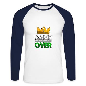 GAME OVER (Vert) + King Crown - Jeux - T-shirt baseball manches longues Homme - blanc/marine - Devant - Nik (191cm)