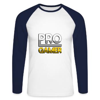 PRO GAMER (Jaune) - Jeux - T-shirt baseball manches longues Homme - blanc/marine - Devant - Nik (191cm)