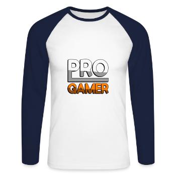 PRO GAMER (Orange) - Gaming - Unisex Baseballshirt langarm - Weiß/Navy - Vorne - Nik (191cm)