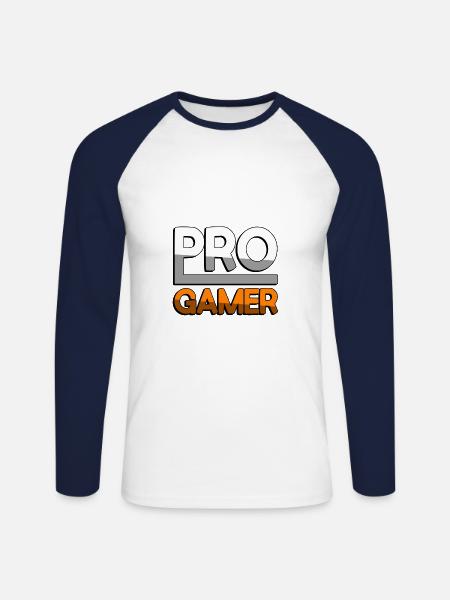PRO GAMER (Orange) - Gaming - Unisex Long Sleeve Baseball T-Shirt - white/navy