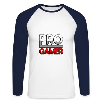PRO GAMER (Rouge) - Jeux - T-shirt baseball manches longues Homme - blanc/marine - Devant - Nik (191cm)