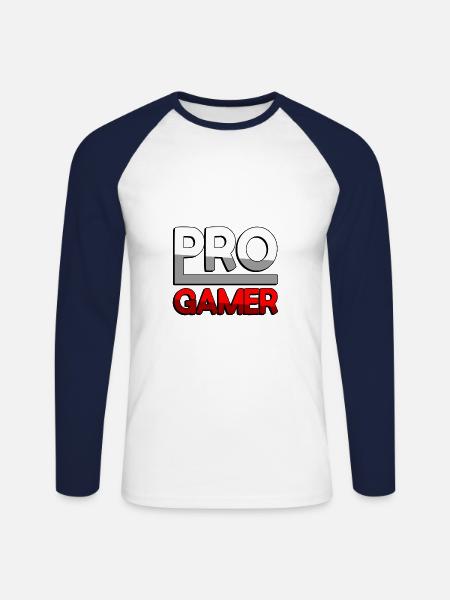 PRO GAMER (Red) - Gaming - Unisex Long Sleeve Baseball T-Shirt - white/navy