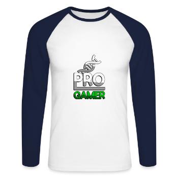 PRO GAMER (Vert) + ADN - Jeux - T-shirt baseball manches longues Homme - blanc/marine - Devant - Nik (191cm)