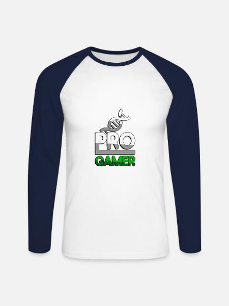 PRO GAMER (Vert) + ADN - Jeux - T-shirt baseball manches longues Homme - blanc/marine
