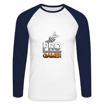 PRO GAMER (Orange) + ADN - Jeux - T-shirt baseball manches longues Homme - blanc/marine - Devant - Nik (191cm)