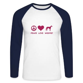 Whippet - Unisex Baseballshirt langarm - Weiß/Navy - Vorne - Nik (191cm)