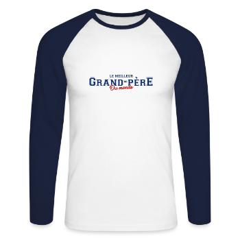 Le meilleur grand père du monde - T-shirt baseball manches longues Homme - blanc/marine - Devant - Nik (191cm)