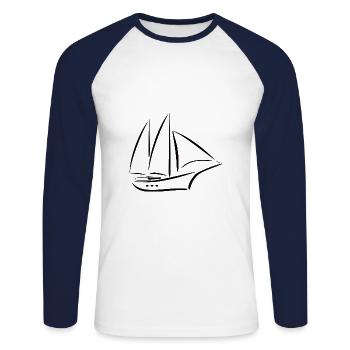 Segelschiff - Unisex Baseballshirt langarm - Weiß/Navy - Vorne - Nik (191cm)