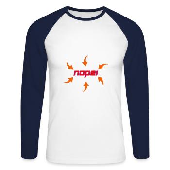 NOPE! - Unisex Baseballshirt langarm - Weiß/Navy - Vorne - Nik (191cm)