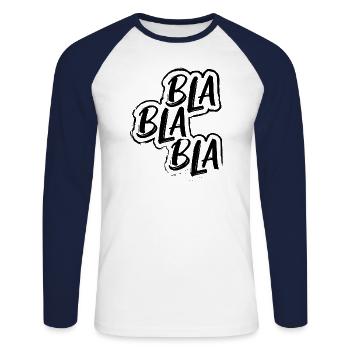 Bla bla bla - Funny T-Shirt Birthday, Party - Unisex Long Sleeve Baseball T-Shirt - white/navy - Front - Nik (191cm)