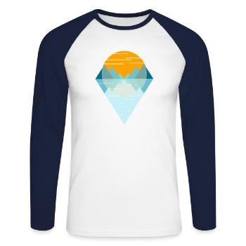 Fjord sunset Norway souvenir gift - Unisex Long Sleeve Baseball T-Shirt - white/navy - Front - Nik (191cm)
