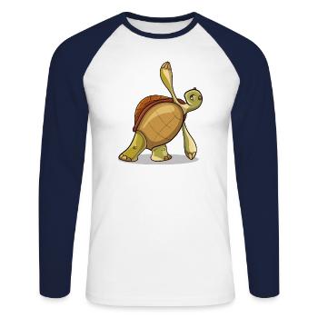Yoga turtle - Unisex Long Sleeve Baseball T-Shirt - white/navy - Front - Nik (191cm)