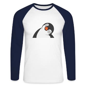 Pingouin - T-shirt baseball manches longues Homme - blanc/marine - Devant - Nik (191cm)