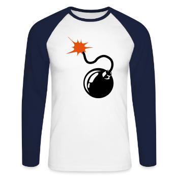 bombe meche - T-shirt baseball manches longues Homme - blanc/marine - Devant - Nik (191cm)