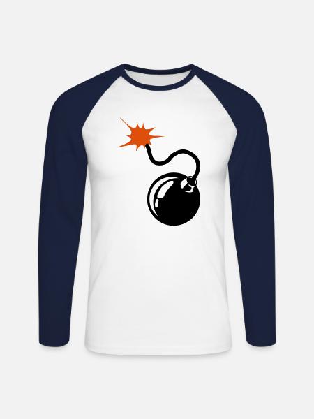 bomb wick - Unisex Long Sleeve Baseball T-Shirt - white/navy