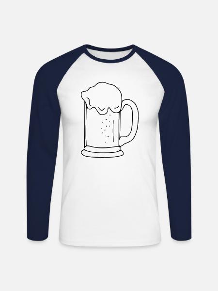 Beer Drawing Party Celebrate Black - Unisex Long Sleeve Baseball T-Shirt - white/navy