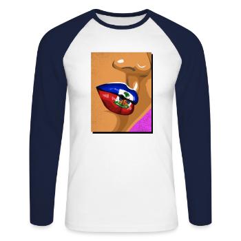 Haiti Haitianer Stolz Flagge Flaggentag I Geschenk - Unisex Baseballshirt langarm - Weiß/Navy - Vorne - Nik (191cm)