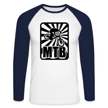 VTT, vélos, cyclisme - T-shirt baseball manches longues Homme - blanc/marine - Devant - Nik (191cm)