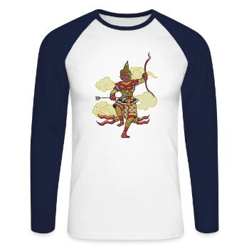 Kambodscha Krieger Khmer Schwert Flagge I Geschenk - Unisex Baseballshirt langarm - Weiß/Navy - Vorne - Nik (191cm)