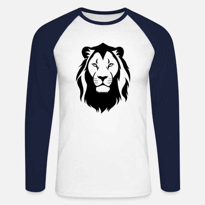 Felin Dschungel Löwenkopf - Unisex Baseballshirt langarm - Weiß/Navy