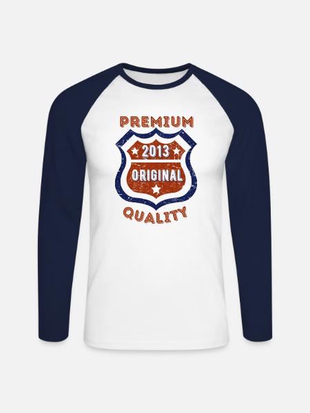 Premium Quality 2013 - Unisex Long Sleeve Baseball T-Shirt - white/navy