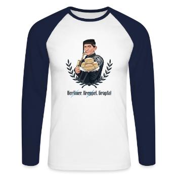 Rieser Grantler // Illustration - Unisex Baseballshirt langarm - Weiß/Navy - Vorne - Nik (191cm)