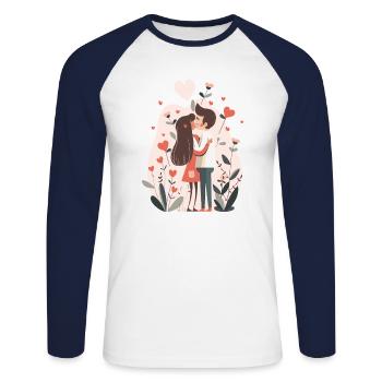 Paar Beziehung Liebe - Unisex Baseballshirt langarm - Weiß/Navy - Vorne - Nik (191cm)