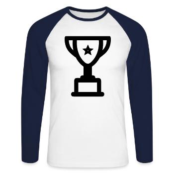 trophée - T-shirt baseball manches longues Homme - blanc/marine - Devant - Nik (191cm)