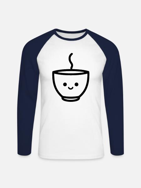 Kaffeebecher - Unisex Baseballshirt langarm - Weiß/Navy
