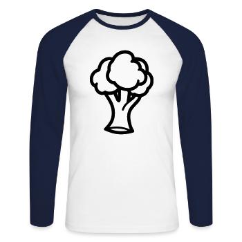 brocoli - T-shirt baseball manches longues Homme - blanc/marine - Devant - Nik (191cm)