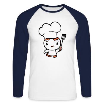 Bird Chef Hat Duck Delicious Hunger Food Cute - Unisex Long Sleeve Baseball T-Shirt - white/navy - Front - Nik (191cm)