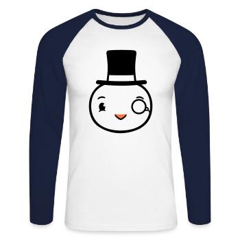 Sir Vogel Zylinder Hut Monokel Brille reicher Herr - Unisex Baseballshirt langarm - Weiß/Navy - Vorne - Nik (191cm)