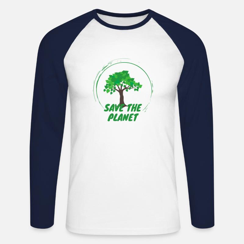 Save The Planet - Unisex Baseballshirt langarm - Weiß/Navy