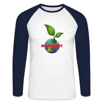 No Planet B - T-shirt baseball manches longues Homme - blanc/marine - Devant - Nik (191cm)