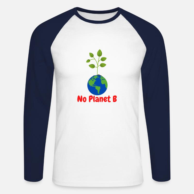No Planet B - Unisex Baseballshirt langarm - Weiß/Navy