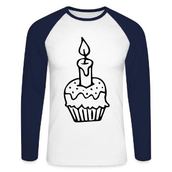 First birthday one-year-old gift idea - Unisex Long Sleeve Baseball T-Shirt - white/navy - Front - Nik (191cm)