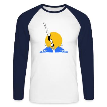 Jump into the water - Unisex Long Sleeve Baseball T-Shirt - white/navy - Front - Nik (191cm)