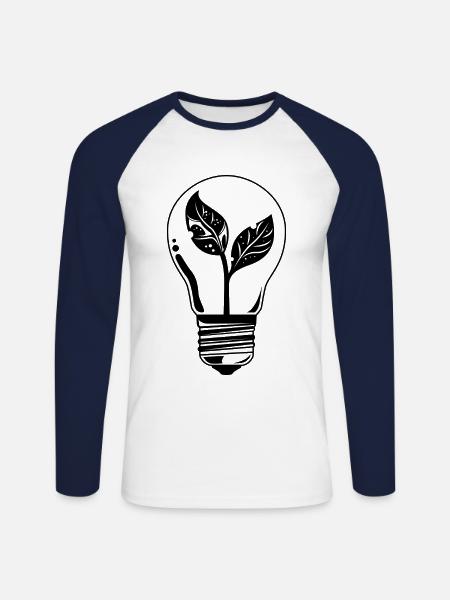 Glühbirne Energie Klimaschutz - Unisex Baseballshirt langarm - Weiß/Navy