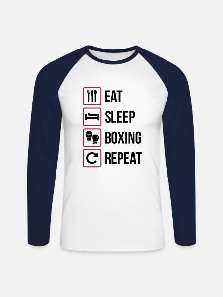 Eat Sleep Boxing Repeat - Unisex Baseballshirt langarm - Weiß/Navy