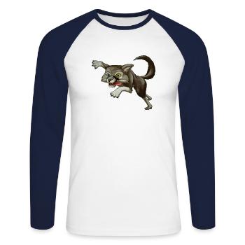 Crazy Wolf Cora - Unisex Baseballshirt langarm - Weiß/Navy - Vorne - Nik (191cm)