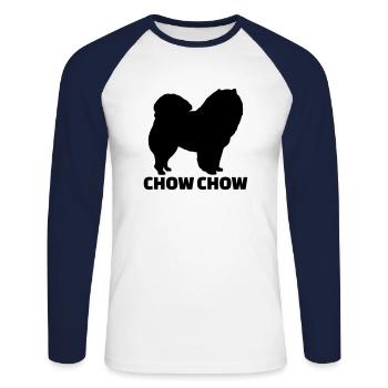 Chow Chow - Unisex Baseballshirt langarm - Weiß/Navy - Vorne - Nik (191cm)