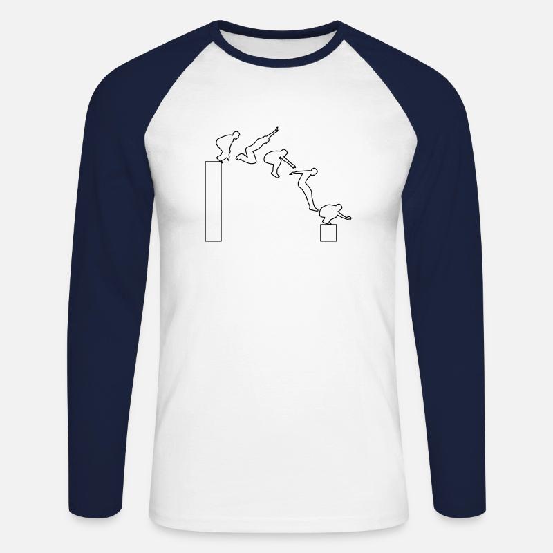 Parkour - Unisex Baseballshirt langarm - Weiß/Navy