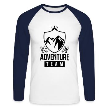 mountains coat of arms mountains team - Unisex Long Sleeve Baseball T-Shirt - white/navy - Front - Nik (191cm)