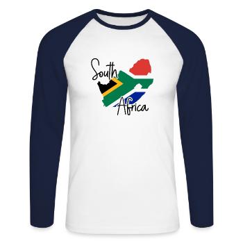 Afrique du Sud - T-shirt baseball manches longues Homme - blanc/marine - Devant - Nik (191cm)