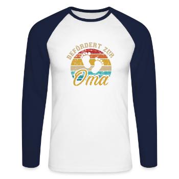 Oma - Unisex Baseballshirt langarm - Weiß/Navy - Vorne - Nik (191cm)