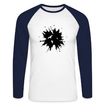 forêt - T-shirt baseball manches longues Homme - blanc/marine - Devant - Nik (191cm)