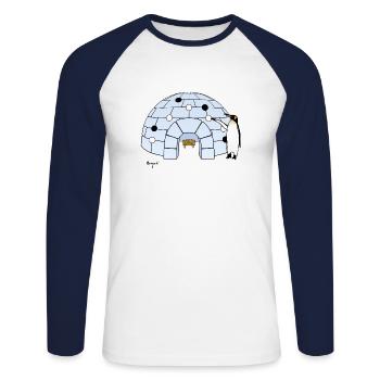 Iglo Go - T-shirt baseball manches longues Homme - blanc/marine - Devant - Nik (191cm)