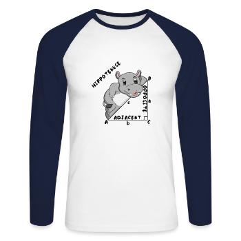 Hippotenuse Cool Fun Shirt Pythagore Math Lovers - T-shirt baseball manches longues Homme - blanc/marine - Devant - Nik (191cm)