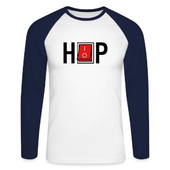 Hip Hop/ ON-OFF - Unisex Baseballshirt langarm - Weiß/Navy - Vorne - Nik (191cm)